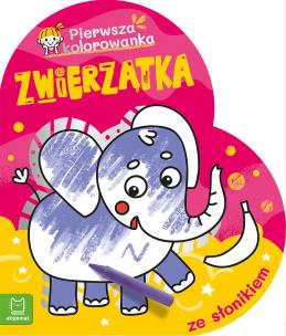 Pierwsza kolorowanka ze słonikiem. Pierwsza Kolorowanka. Zwierzątka. Autor: Bator Agnieszka. Multiszop.pl Okładka książki Pierwsza kolorowanka ze słonikiem. Pierwsza Kolorowanka. Zwierzątka