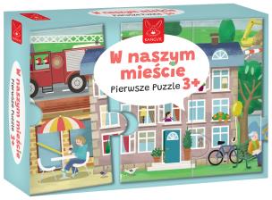 Pierwsze puzzle W naszym mieście. Wydawca: Kangur. Multiszop.pl Opakowanie Pierwsze puzzle W naszym mieście