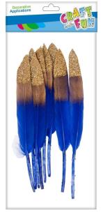 Opakowanie Piórka dekoracyjne 10-15cm złoto/granat 8szt