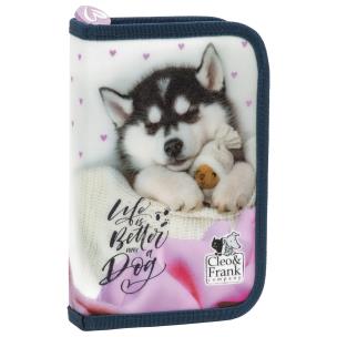 Piórnik 1-komorowy z wyposażeniem Cleo i Frank 38 pies. Wydawca: Derform. Multiszop.pl Opakowanie Piórnik 1-komorowy z wyposażeniem Cleo i Frank 38 pies