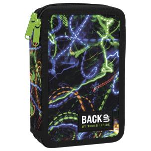 Piórnik 2-komorowy z wyposażeniem BACKUP 5 model DW54 światła neonów. Wydawca: Derform. Multiszop.pl Opakowanie Piórnik 2-komorowy z wyposażeniem BACKUP 5 model DW54 światła neonów