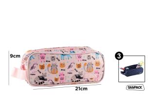 Opakowanie Piórnik 3 - komorowy 21x9cm z wyposażeniem Cat