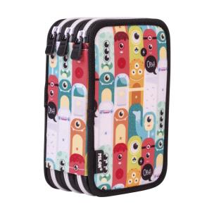 Piórnik 3-komorowy z wyposażeniem ALIENS wielokolorowy. Wydawca: MILAN. Multiszop.pl Opakowanie Piórnik 3-komorowy z wyposażeniem ALIENS wielokolorowy