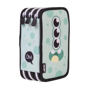 Piórnik 3-komorowy z wyposażeniem ALIENS zielony. Wydawca: MILAN. Multiszop.pl Opakowanie Piórnik 3-komorowy z wyposażeniem ALIENS zielony