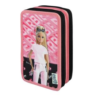 Piórnik potrójny z wyposażeniem Barbie. Wydawca: Cass Film. Multiszop.pl Opakowanie Piórnik potrójny z wyposażeniem Barbie