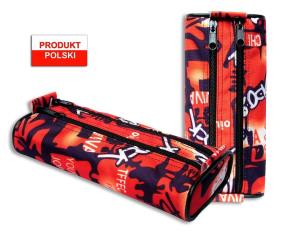 Opakowanie Piórnik szkolny owal WAR-1274 pomarańczowo fiolet.