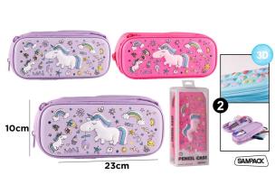 Opakowanie Piórnik z aplikacjami 3D 23x10cm Unicorn MIX