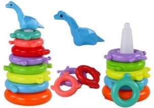 Piramidka dino 8 kółek. Wydawca: Leantoys. Multiszop.pl Opakowanie Piramidka dino 8 kółek
