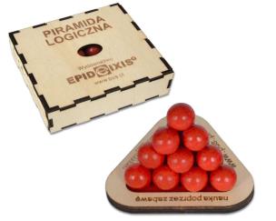 Piramidka logiczna. Układanka z drewna czerwona. Wydawca: EPIDEIXIS. Multiszop.pl Opakowanie Piramidka logiczna. Układanka z drewna czerwona