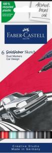 Pisak dwustronny Goldfaber Sketch car design 6 kol. Wydawca: Faber Castell. Multiszop.pl Opakowanie Pisak dwustronny Goldfaber Sketch car design 6 kol