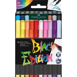 Pisaki pędzelkowe Black Edition 20 kolorów. Wydawca: Faber Castell. Multiszop.pl Opakowanie Pisaki pędzelkowe Black Edition 20 kolorów