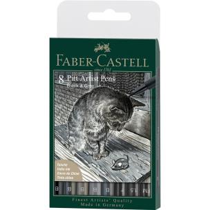 Pisaki Pitt Artist Pen B grey&black 8szt. Wydawca: Faber Castell. Multiszop.pl Opakowanie Pisaki Pitt Artist Pen B grey&black 8szt