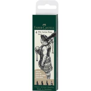 Pisaki Pitt Artist Pen black 4szt. Wydawca: Faber Castell. Multiszop.pl Opakowanie Pisaki Pitt Artist Pen black 4szt