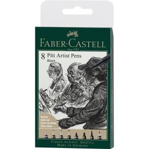 Pisaki Pitt Artist Pen black 8szt. Wydawca: Faber Castell. Multiszop.pl Opakowanie Pisaki Pitt Artist Pen black 8szt
