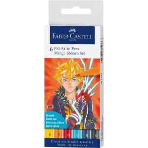 Pisaki Pitt Artist Pen Manga Shonen 6szt. Wydawca: Faber Castell. Multiszop.pl Opakowanie Pisaki Pitt Artist Pen Manga Shonen 6szt