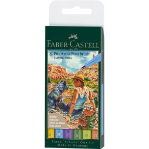 Pisaki Pitt Artist Pen Summer B 6szt. Wydawca: Faber Castell. Multiszop.pl Opakowanie Pisaki Pitt Artist Pen Summer B 6szt