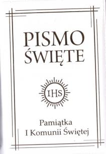 Okładka książki Pismo Święte w etui białe - I Komunia Św.