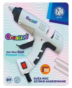 Opakowanie Pistolet do kleju na gorąco Astra Creativo 40W podstawka + 2 kleje