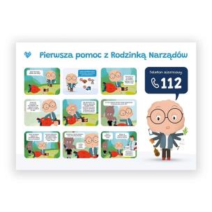 Plakat edukacyjny. Pierwsza pomoc A2. Wydawca: BIOMEDICA. Multiszop.pl Opakowanie Plakat edukacyjny. Pierwsza pomoc A2