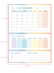 Opakowanie Planer magnetyczny miesięczny kolorowy trójdzielny