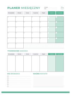 Opakowanie Planer magnetyczny miesięczny zielony + marker