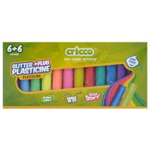 Opakowanie Plastelina fluo + brokat 12 kolorów CRICCO