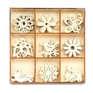 Opakowanie Płatki drewniane dekoracyjne 45szt craft 02