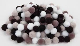 Opakowanie Pompony akrylowe 1 szare czarne 10mm MIX