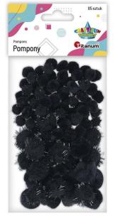 Opakowanie Pompony akrylowe i brokatowe 85szt czarne