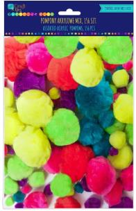 Pompony akrylowe neon mix 156 sztuk. Wydawca: DP CRAFT. Multiszop.pl Opakowanie Pompony akrylowe neon mix 156 sztuk