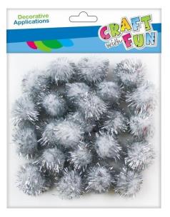 Opakowanie Pompony brokatowe białe 2cm 24szt
