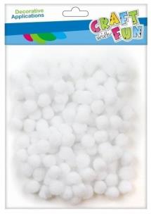 Pompony dekoracyjne białe 1cm 120szt. Wydawca: Craft With Fun. Multiszop.pl Opakowanie Pompony dekoracyjne białe 1cm 120szt