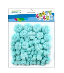 Pompony dekoracyjne niebieskie 60szt. Wydawca: Craft With Fun. Multiszop.pl Opakowanie Pompony dekoracyjne niebieskie 60szt