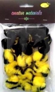 Opakowanie Pompony dwukolorowe żółto czarne 25-40mm 21szt