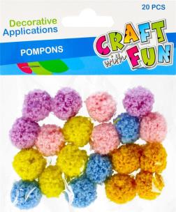 Pompony kaszmir mix kolorów 20szt. Wydawca: Craft With Fun. Multiszop.pl Opakowanie Pompony kaszmir mix kolorów 20szt