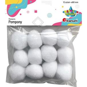 Opakowanie Pompony poliestrowe 12szt białe