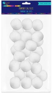 Opakowanie Pompony poliestrowe białe 5cm 30szt