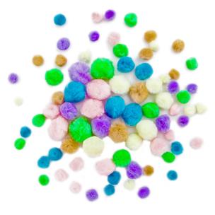 Opakowanie Pompony poliestrowe mix pastel, 140 szt.