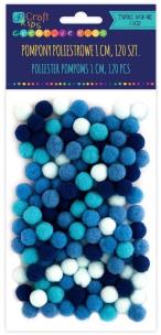 Opakowanie Pompony poliestrowe niebieskie 1cm różowy 120szt