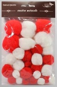 Opakowanie Pompony tonacyjne biało czerwone 15-40mm 30szt