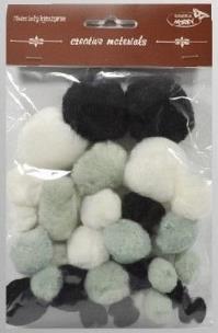 Opakowanie Pompony tonacyjne czarno białe 15-40mm 30szt