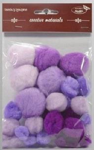 Opakowanie Pompony tonacyjne fioletowe 15-40mm 30szt