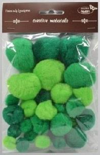 Opakowanie Pompony tonacyjne zielone 15-40mm 30szt