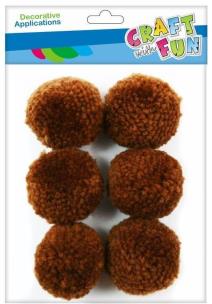 Pompony wełniane 4cm brązowe 6szt. Wydawca: Craft With Fun. Multiszop.pl Opakowanie Pompony wełniane 4cm brązowe 6szt