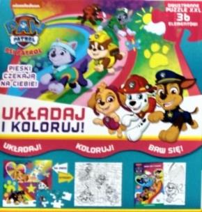 Okładka książki Psi Patrol. Układaj i koloruj. Pieski czekają na..