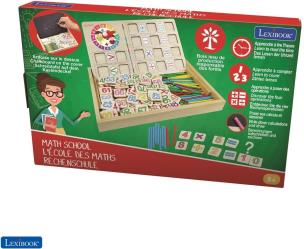 Pudełko drewniane  z tablicą do nauki matematyki Lexibook EDU200. Wydawca: Lexibook. Multiszop.pl Opakowanie Pudełko drewniane  z tablicą do nauki matematyki Lexibook EDU200