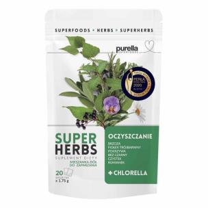 Opakowanie Purella Superfoods Superherbs Mieszanka ziół do zaparzania Oczyszczenie 35 g