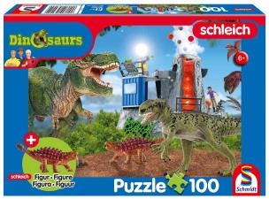 Puzzle 100 Schleich Dinozaury + figurka. Wydawca: Schmidt. Multiszop.pl Opakowanie Puzzle 100 Schleich Dinozaury + figurka