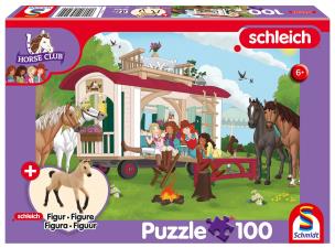 Puzzle 100 Schleich Klub jeździecki + figurka. Wydawca: Schmidt. Multiszop.pl Opakowanie Puzzle 100 Schleich Klub jeździecki + figurka