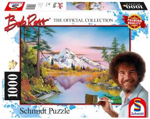 Puzzle 1000 Bob Ross, Odbicie w tafli wody. Wydawca: G3. Multiszop.pl Opakowanie Puzzle 1000 Bob Ross, Odbicie w tafli wody